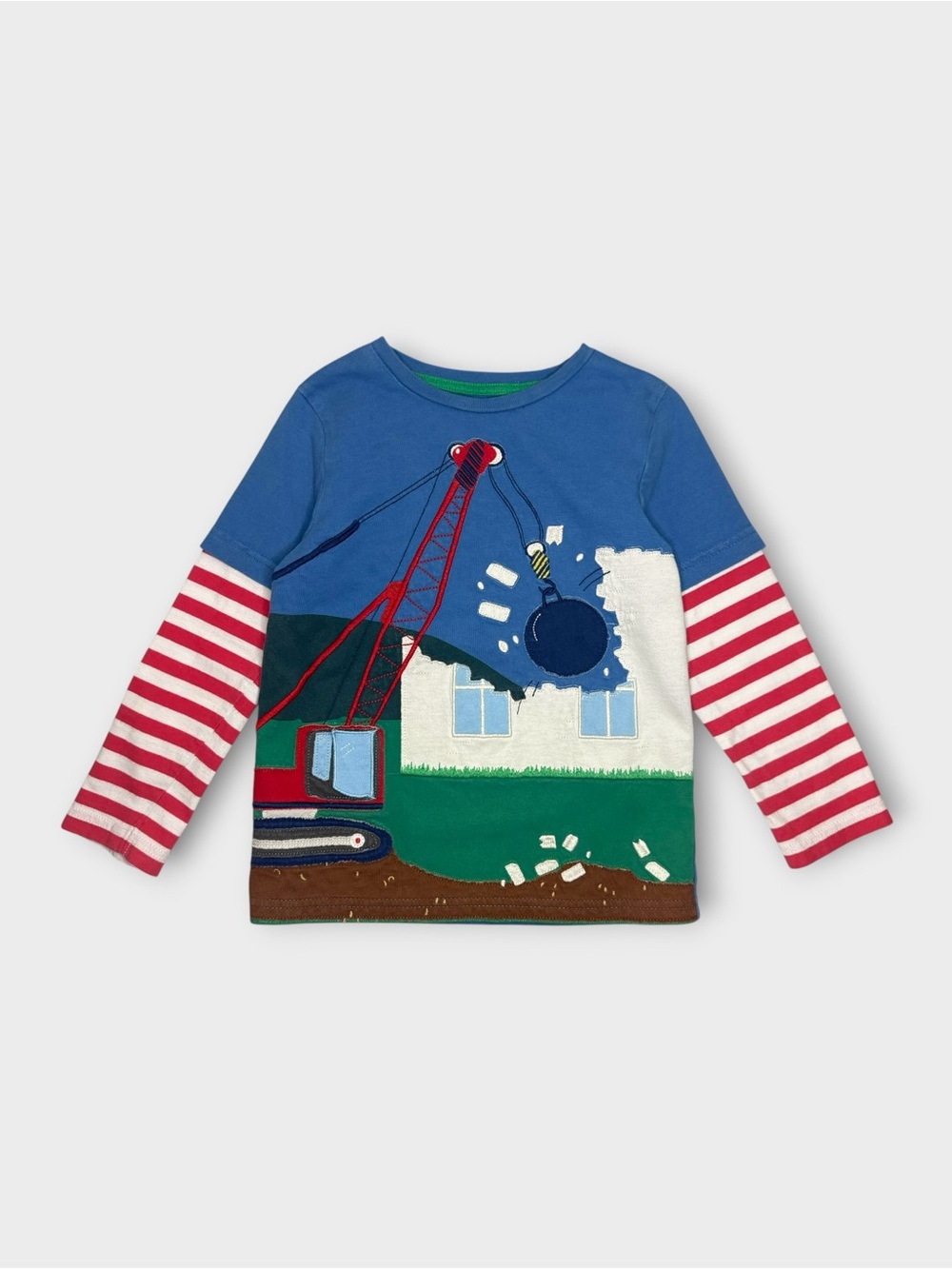 Mini Boden LTF Construction Scene Applique Long Sleeve Shirt